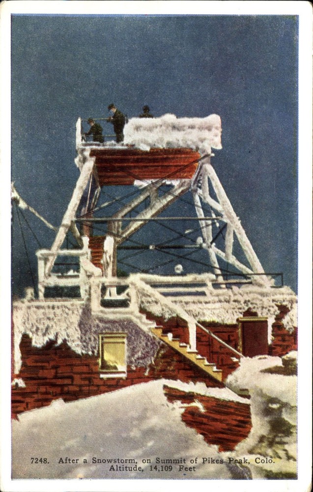 Summit of Pikes Peak Colorado CO after a snow storm HH Tammen Publ ~ 1920s