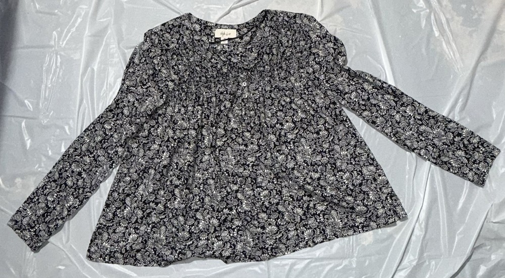 Women’s Style & Co Medium Petite Long Sleeve Blouse Shirt Top