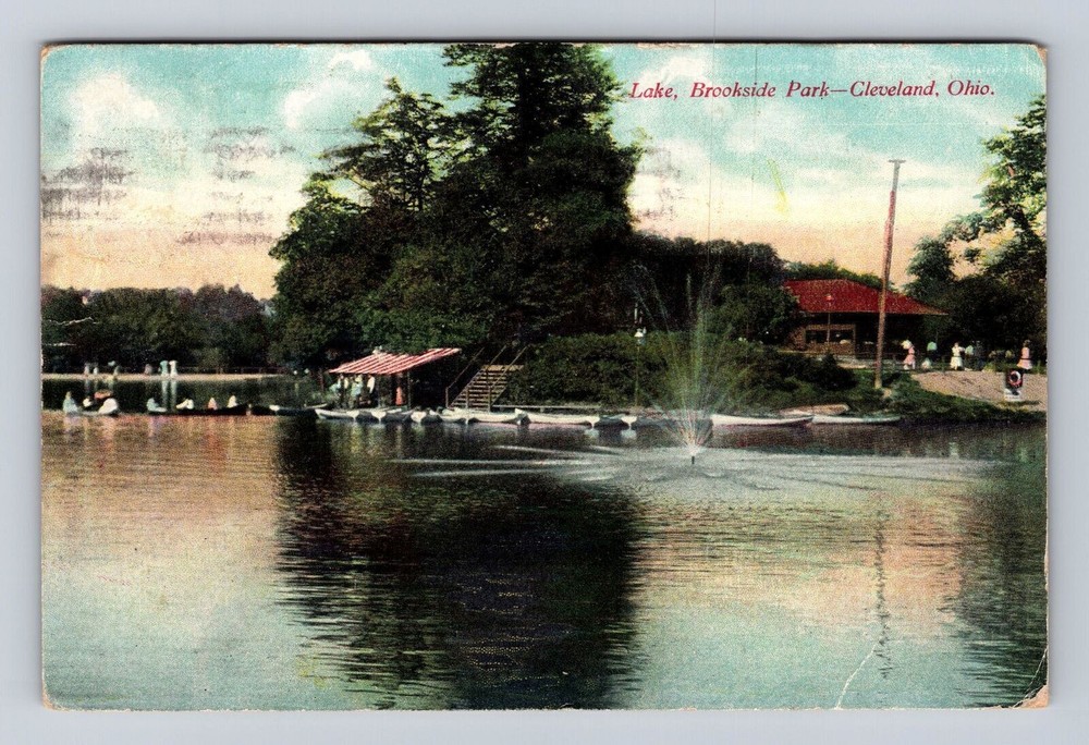 Cleveland OH-Ohio, Lake, Brookside Park, Antique, Vintage c1909 Postcard