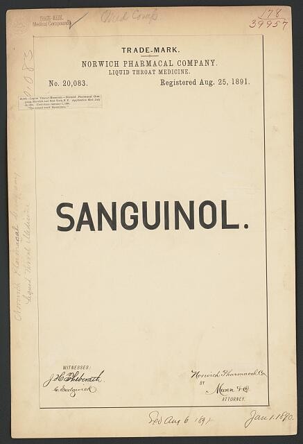 Photo:Norwich Pharmacal Company for Sanguinol brand Liquid Throat Medicine