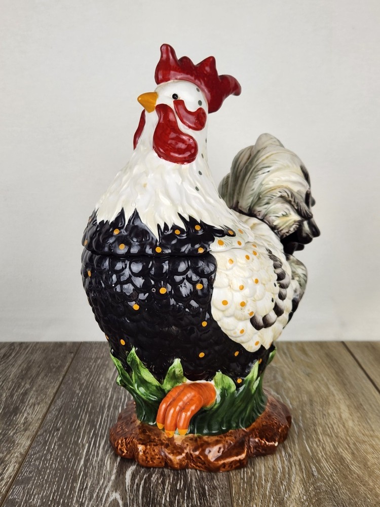 Retro Ceramic Rooster Cookie Jar - Rustic Farmhouse Kitchen Decor