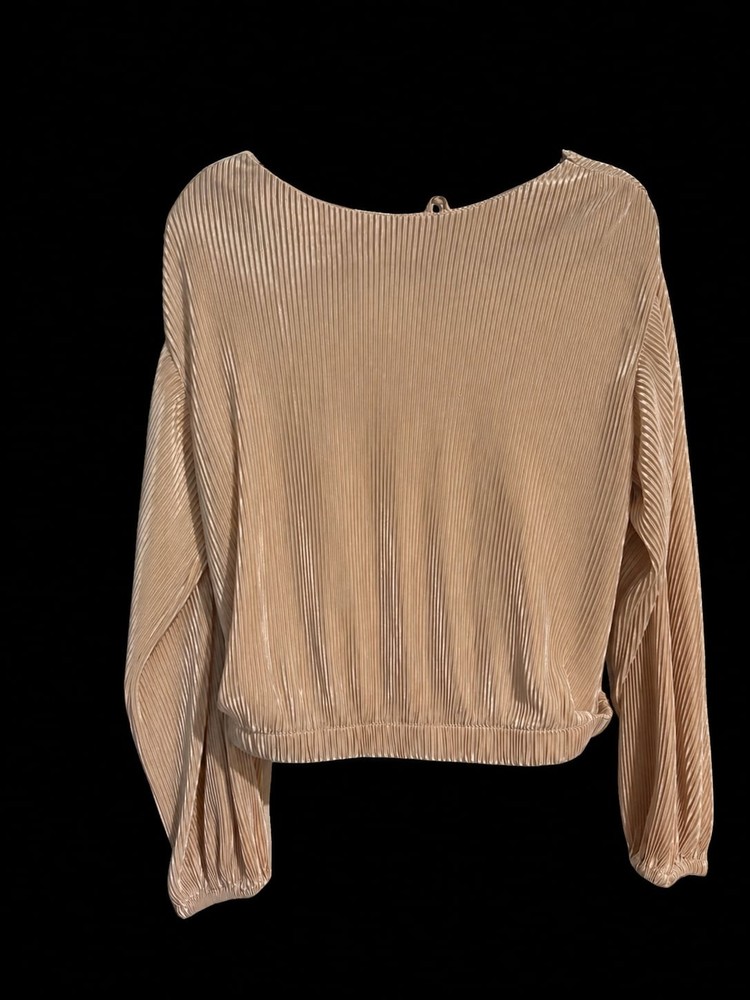 ASTR The Label Pleated Long Sleeve Tie Back Blouse Size S