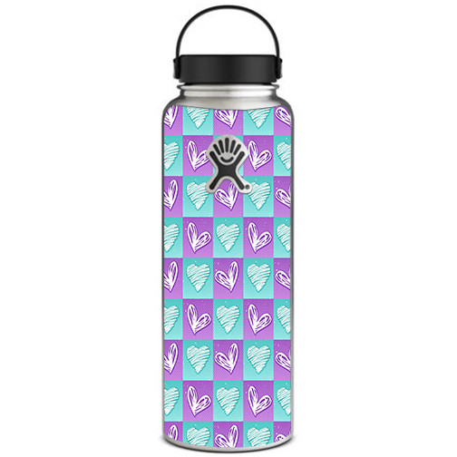 Skin Decal for Hydro Flask 40 oz Wide Mouth / Heart Doodles
