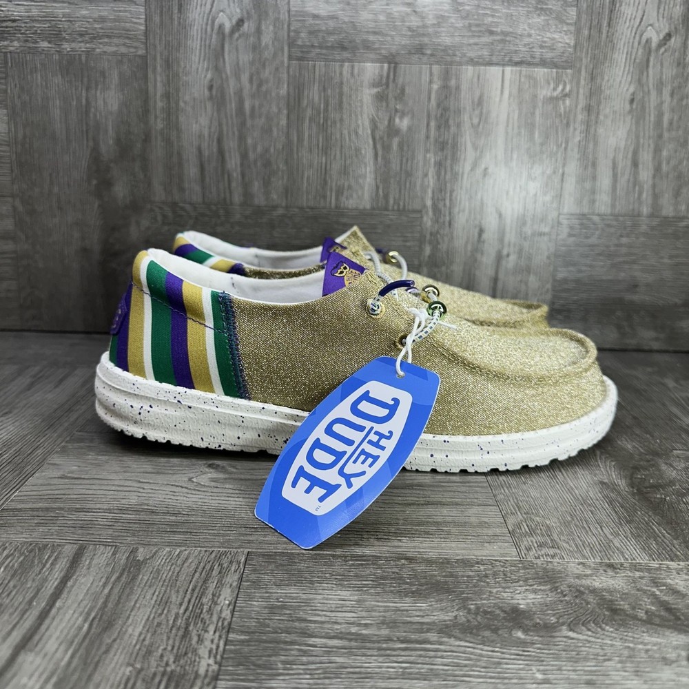 Hey Dude Wendy Funk Mardi Gras Women's 9 Gold Multicolored Lightweight Shoes