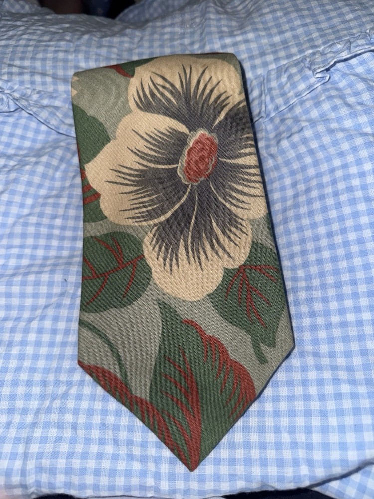 Polo Ralph Lauren Hand Made in USA Vintage Hawaiian Tie Cotton,Linen,Ramie
