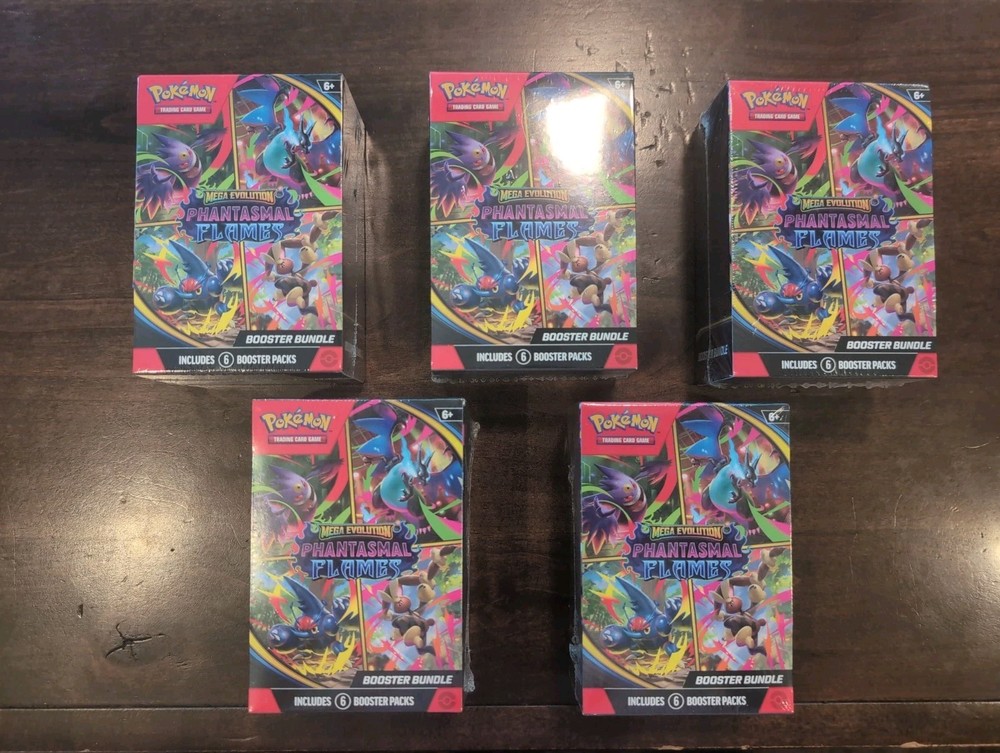 Pokemon TCG Mega Evolution Phantasmal Flames Booster Bundle Sealed Lot Of 5