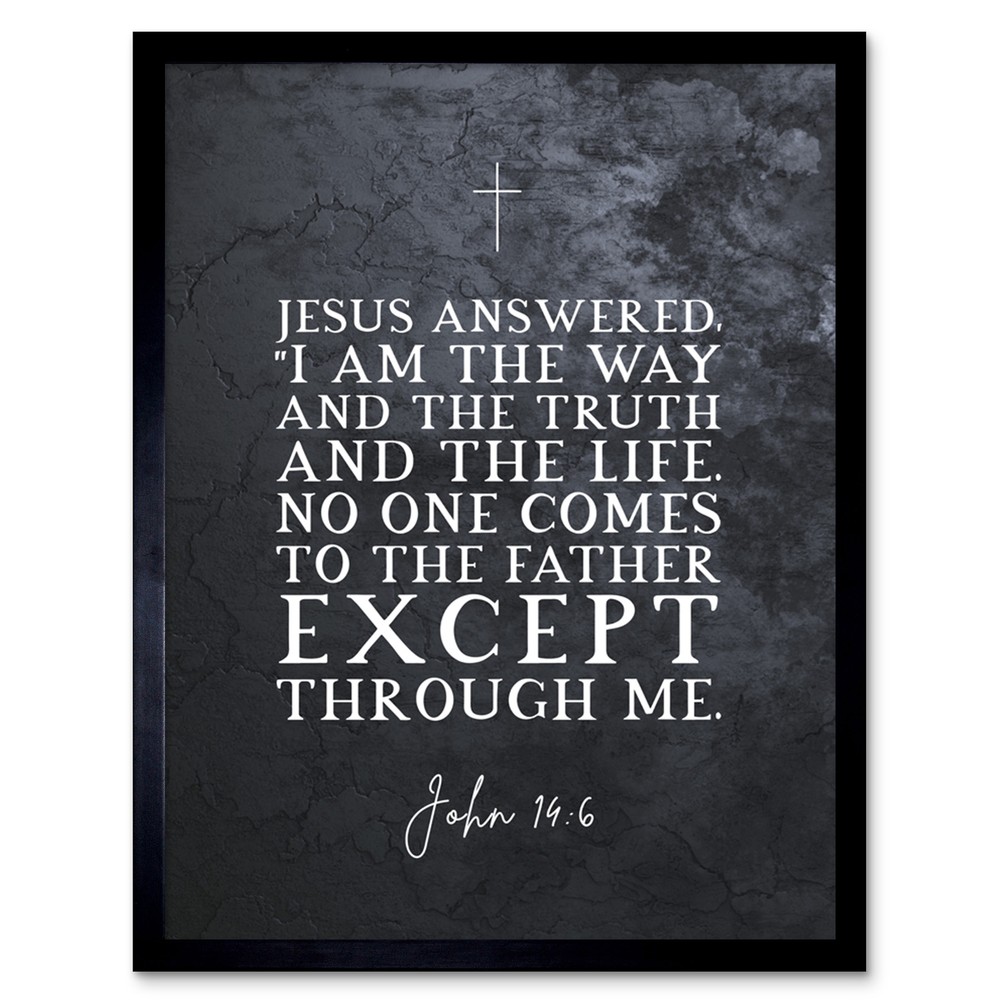 Jesus the Way Truth Life Bible Verse Art Framed 12x16