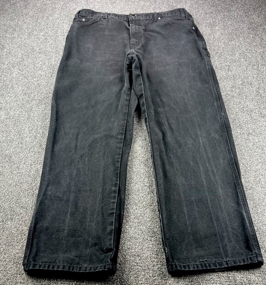 Dickies Pants Mens 38x30 Black Relaxed Fit Carpenter Canvas Work Flex