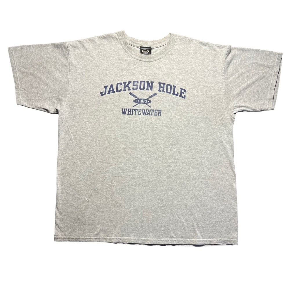 Ouray Jackson Hole Whitewater T Shirt Mens XL Gray Graphic Rafting Wyoming Oars