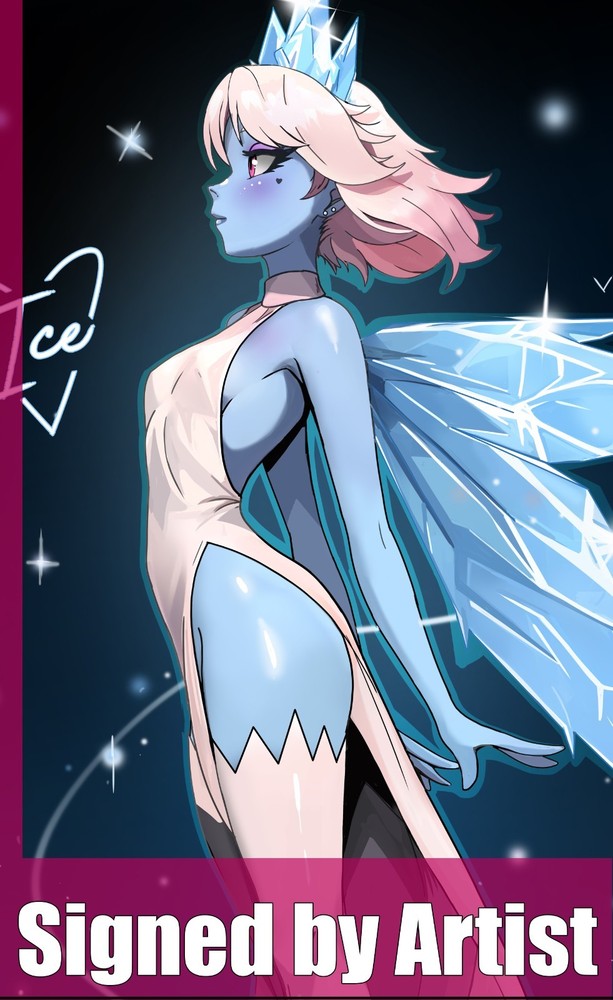 Ice Fairy 11x17 anime Art Print Signed fairytale enchanted Sexy Pixie