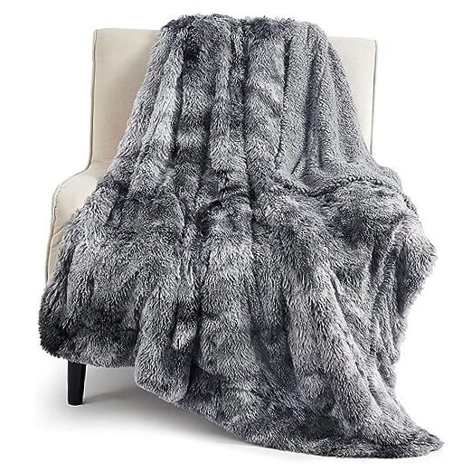 Soft Fuzzy Twin Blanket 60x80 Inches Tie Dye Grey Cozy Bed Throw