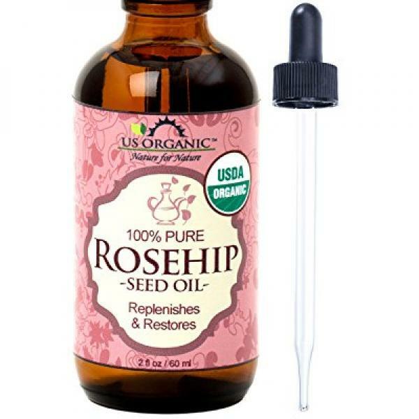 US Organic Rosehip Seed Oil- USDA Certified Organic- Amber Glass Bottle and Glas