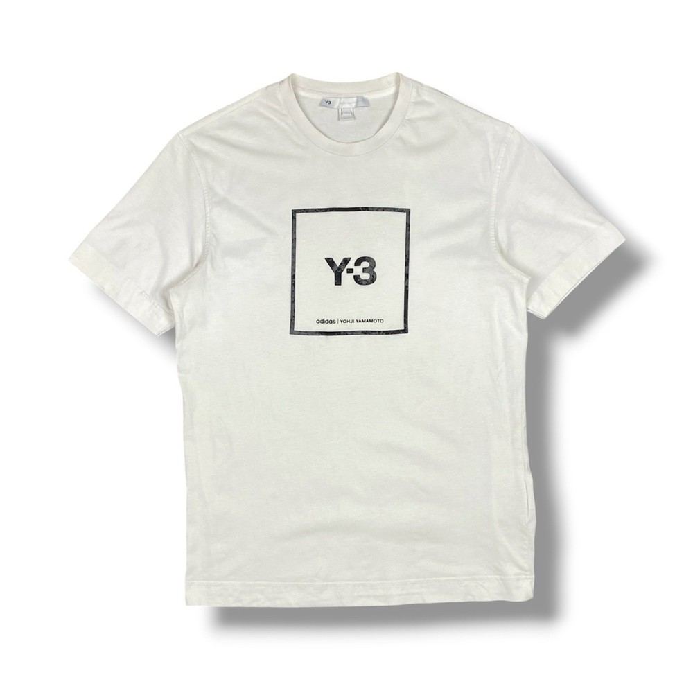 Y-3 Yohji Yamamoto Adidas White Box Logo T-Shirt Mens Size M Minimalist Tee