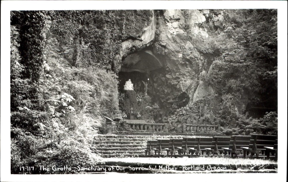 RPPC Grotto Sanctuary of Our Sorrowful Mother Portland Oregon ~ Kodak postcard