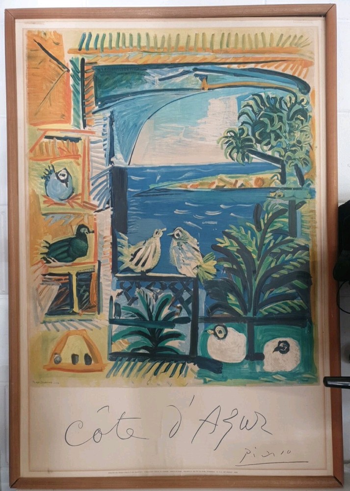 Original Vintage Cote D'Azur Travel Poster By Picasso - French Riviera Sea View
