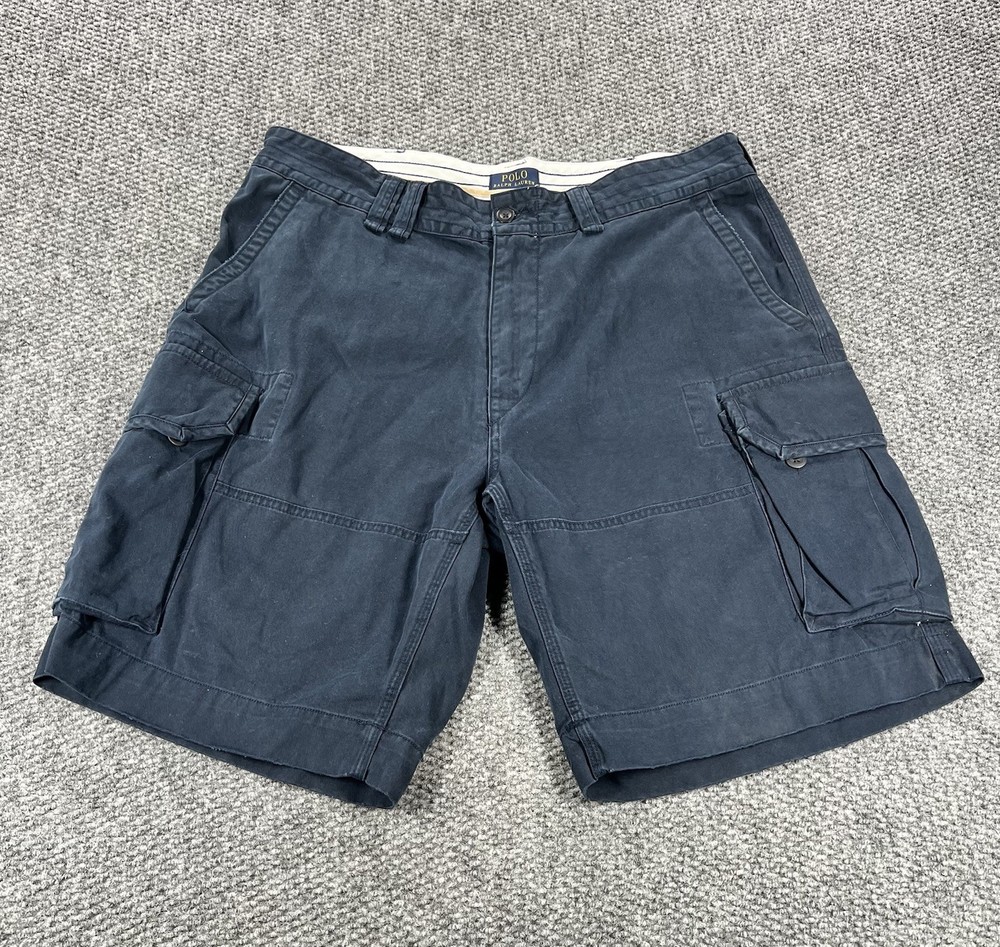 Vintage Polo Ralph Lauren Cargo Shorts Mens 38 Navy Blue Work Utility Y2K