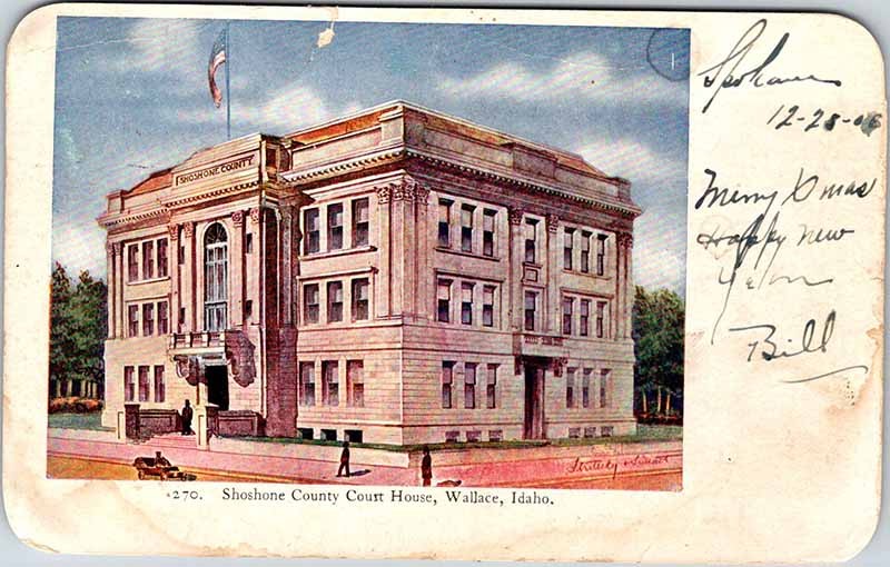 Postcard COURT HOUSE SCENE Wallace Idaho ID m/09 AL3733