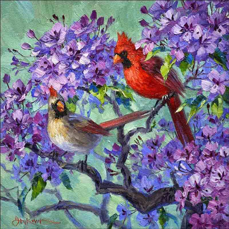 Cardinal Glass Tile Wall Floor Mikki Senkarik Bird Art Backsplash MSA204AT