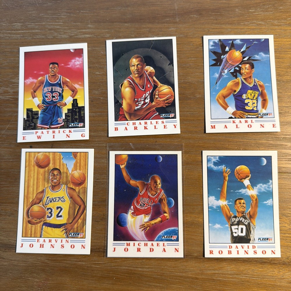 1991 Fleer Illustrations Basketball Cards Jordan Magic Barkley Compete Set of 6
