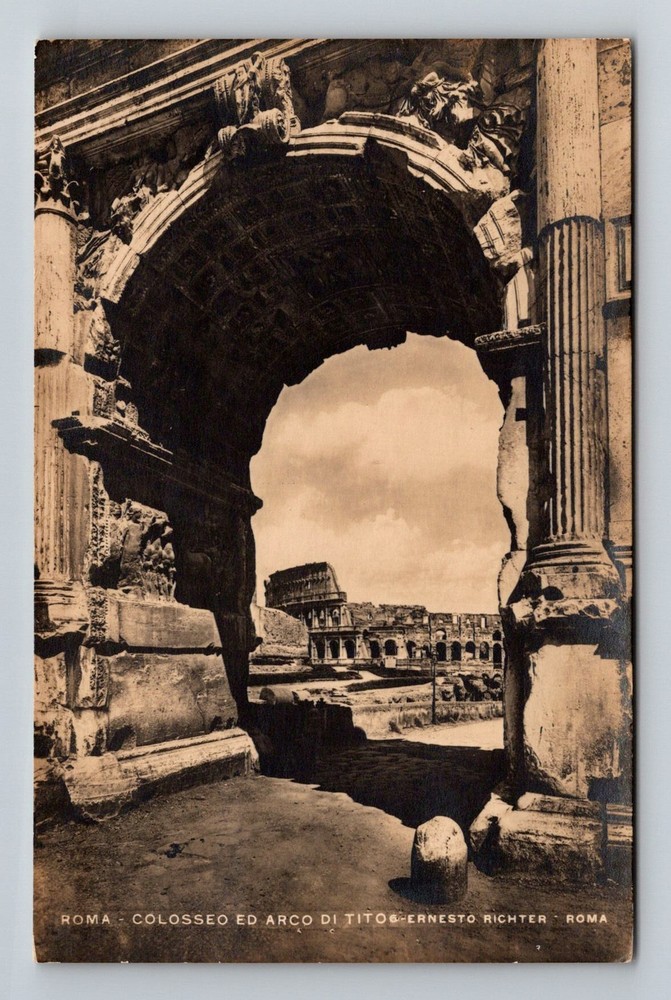 Italy- Rome Coliseum Arch Of Titus Souvenir Old Postal PC Vintage c1954 Postcard