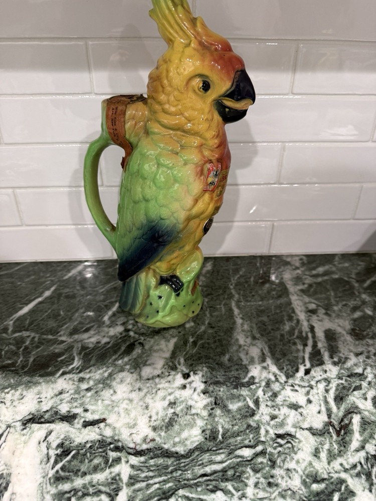 Saint Clement Majolica Parrot Abricotine Absinthe Pitcher Decanter 13