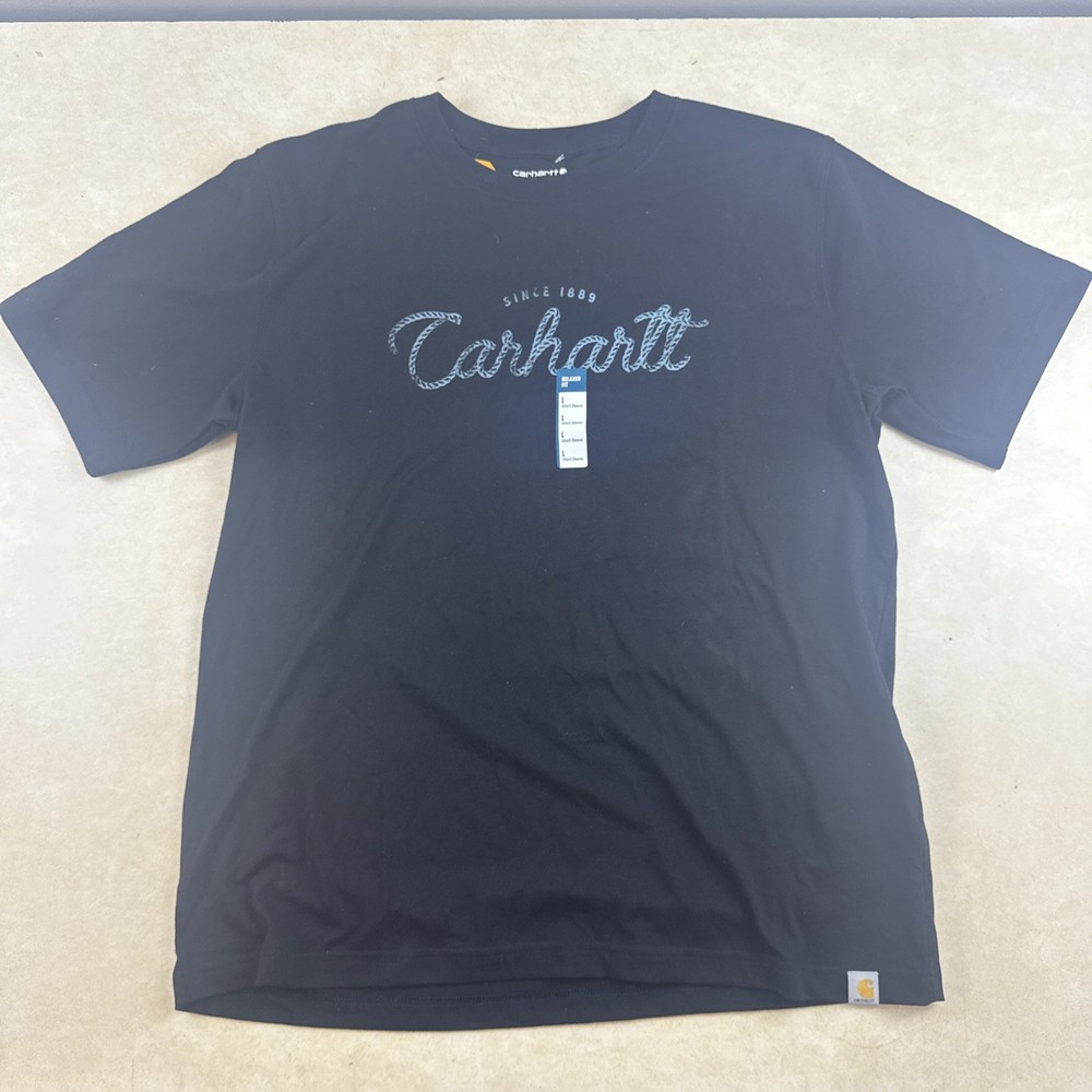 Carhartt Men's Logo Graphic Tee Shirt Black Loose Fit Mens Large