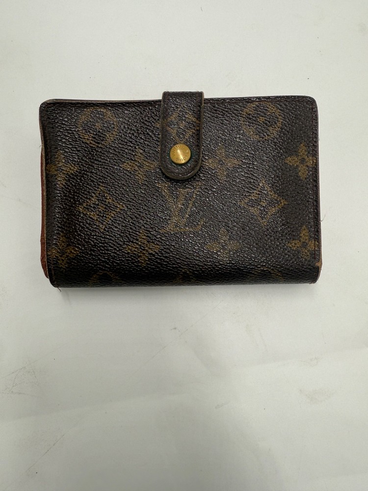 Louis Vuitton Monogram French Purse Wallet Kiss Lock Brown
