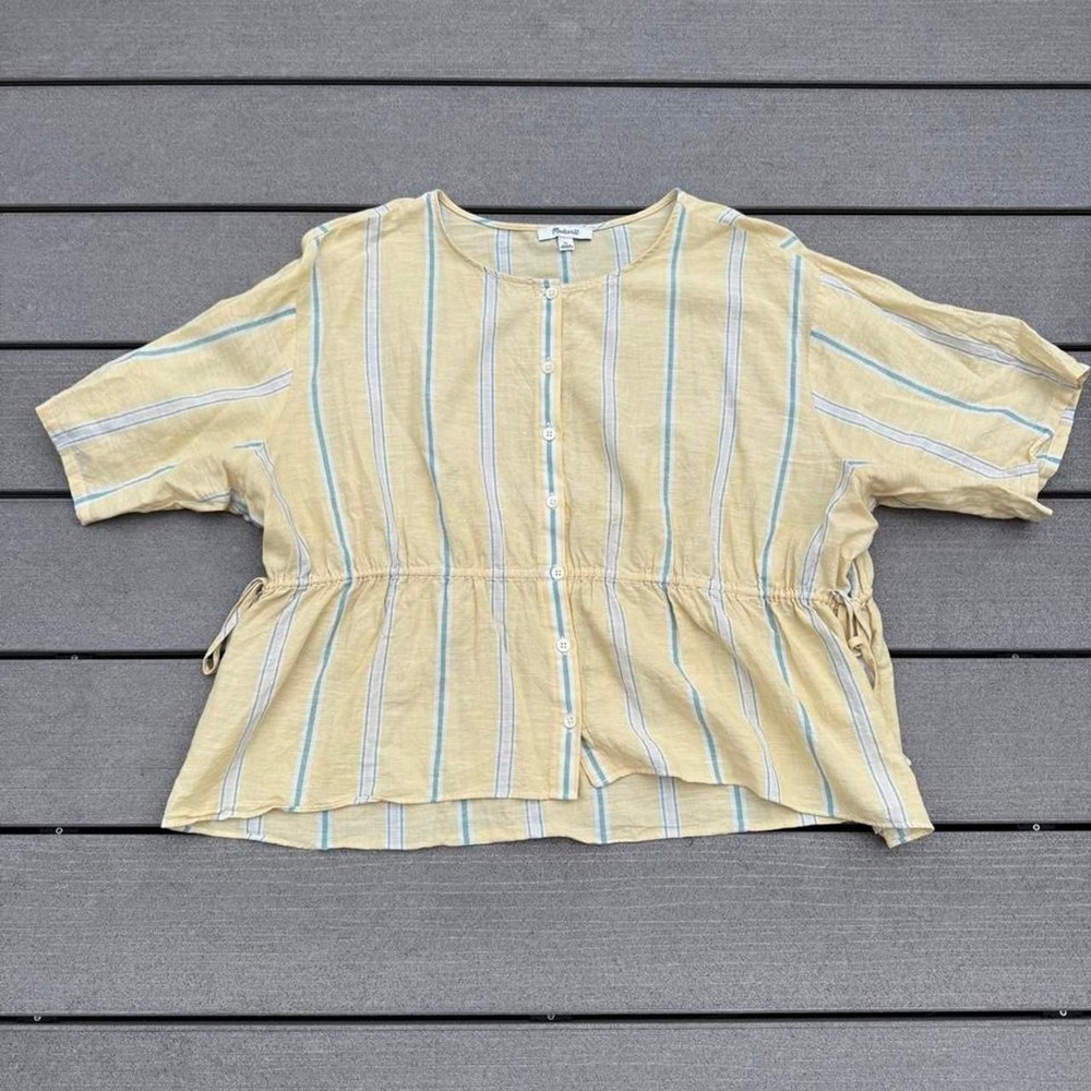 Madewell Women's Yellow and Cream Blouse