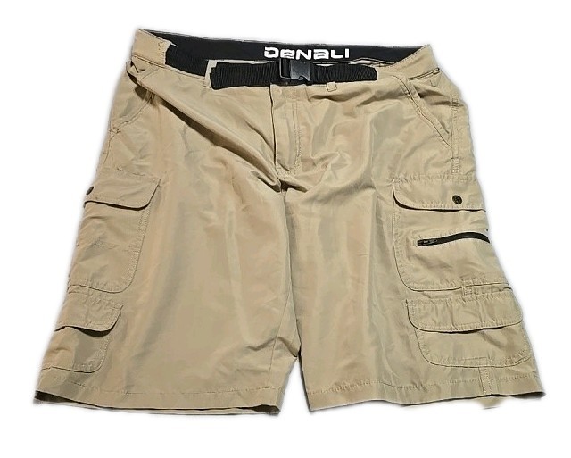 Denali Stretch Hybrid Cargo Short Khaki Belted Men's Size 38 Performance