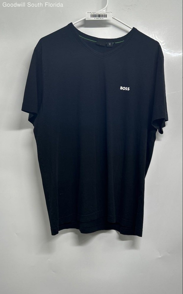 Boss Mens Black Short Sleeve V-Neck Pullover T-Shirt Size Large