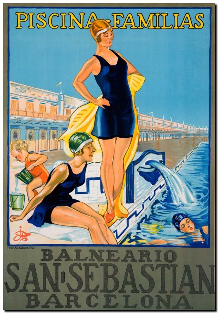 Vintage Barcelona Spain Travel Poster Framed Canvas Art 16x12 Inches