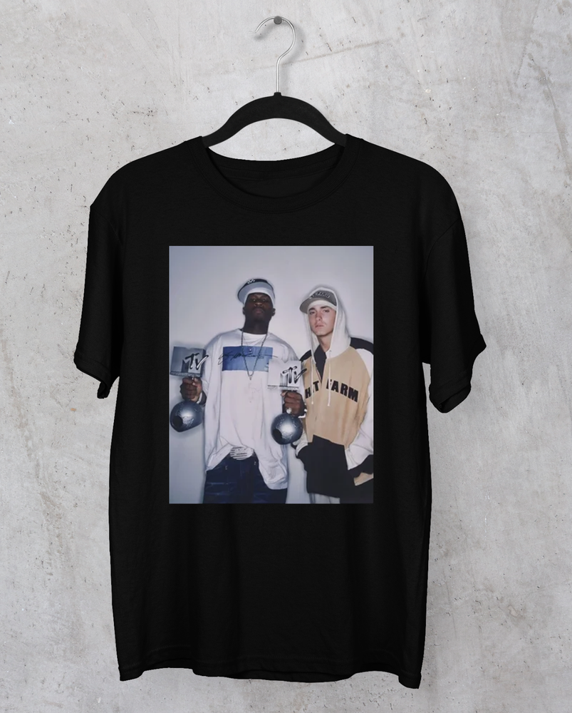 50 Cent and Eminem Rapper Black Shirt short sleeve S to 5Xl XY545
