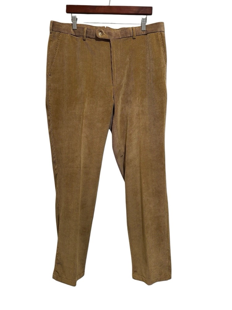Peter Millar Pants Men Sz 36 Tan Nanoluxe Golf Ultra Soft Corduroy Crown Chino