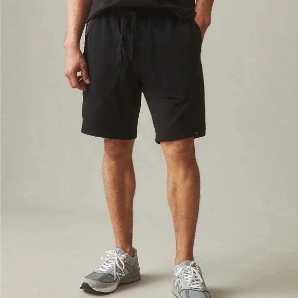 American Giant Sweat Shorts Men's Small Black Cotton Logo Drawstring Casual