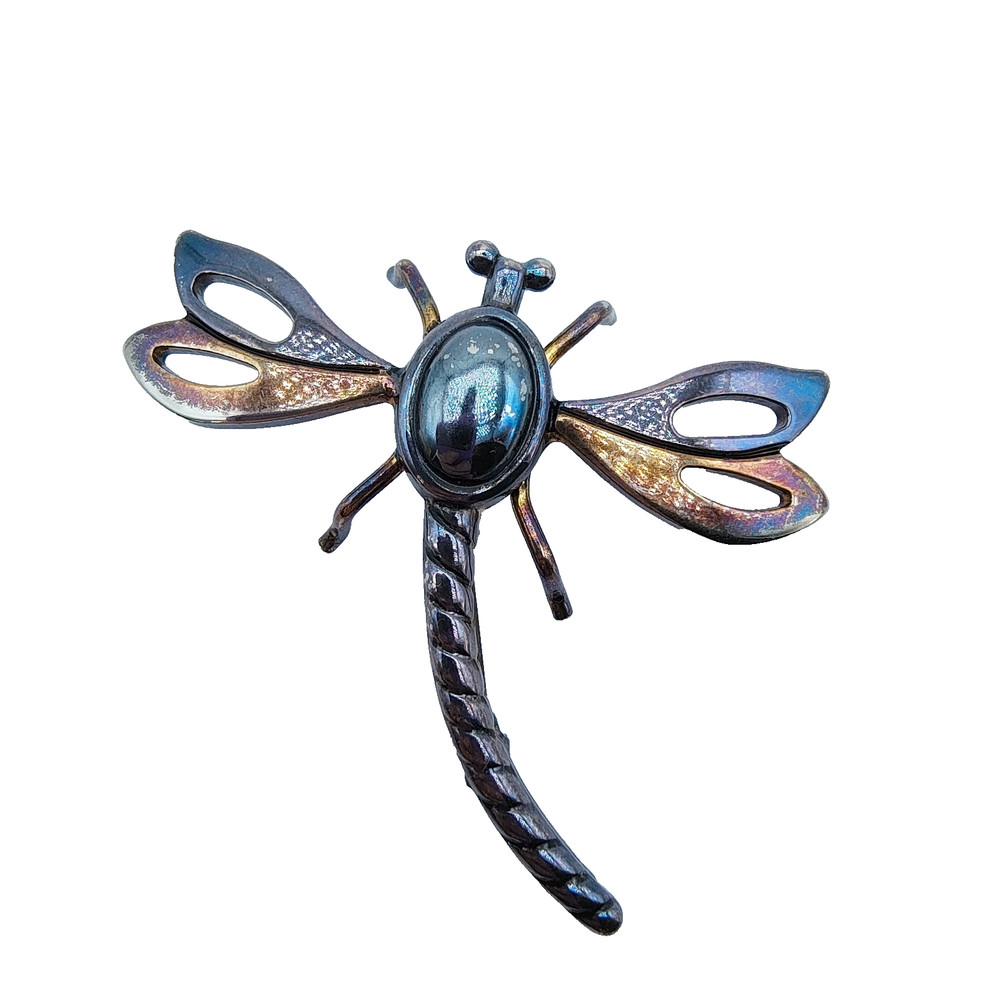 Vintage Best Dragonfly Brooch Pendant Mixed Metal Whimsigoth Cottagecore Signed