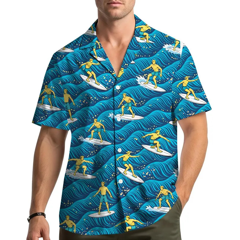 Surfing Hawaiian Shirt Mens Womens Aloha Beach Summer