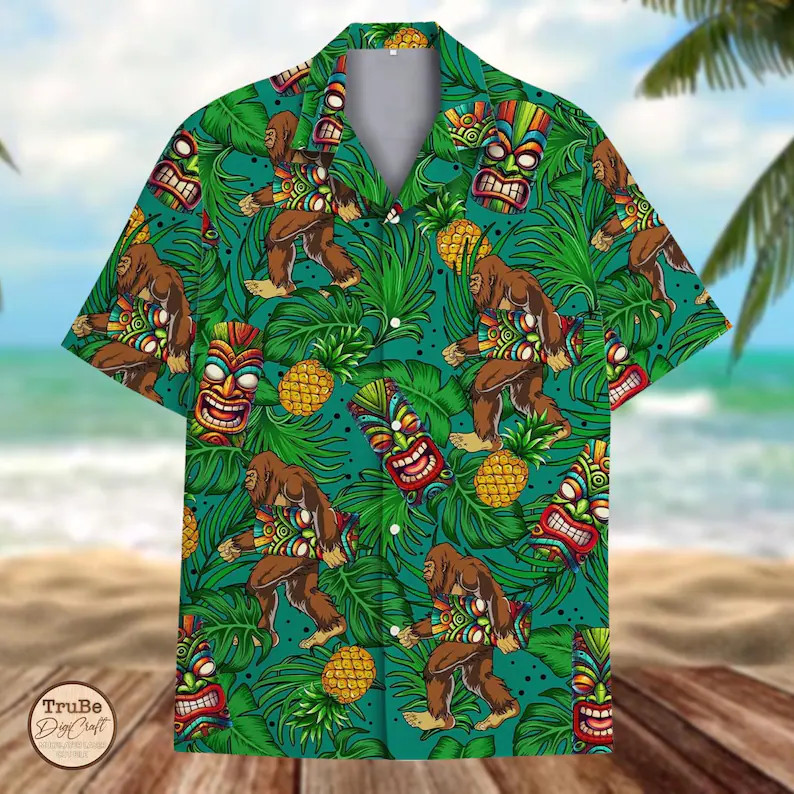Bigfoot Tiki Hawaii Shirt Tropical Aloha Beach Vacation Men Women Gift