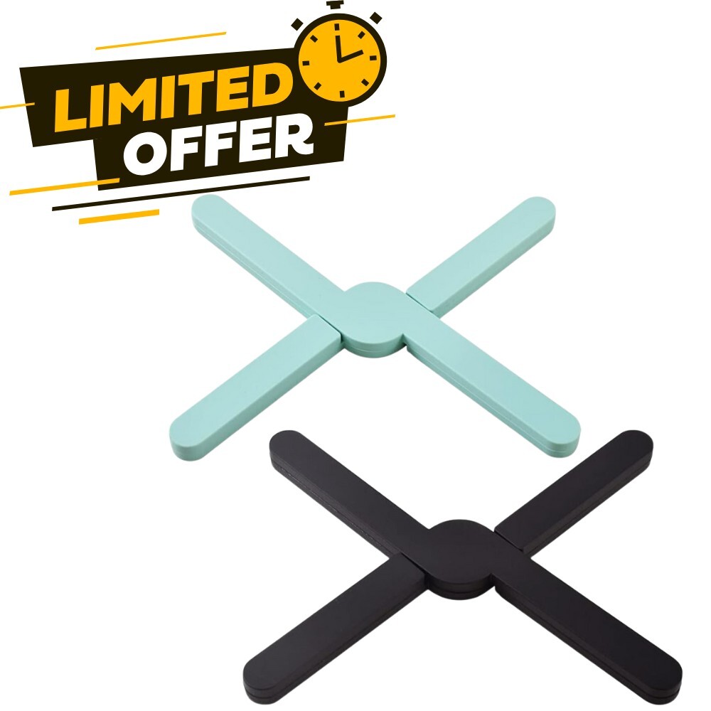 Non-Slip Foldable Silicone Trivets for Hot Dishes, 2 Packs Eco Expanding...