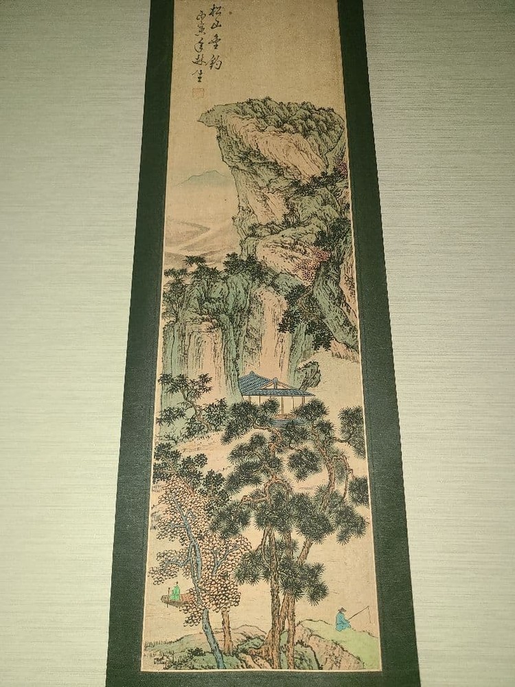 Japanese Hanging scroll Antique Art Landscape Painting Matsu Chinese Alcove Old