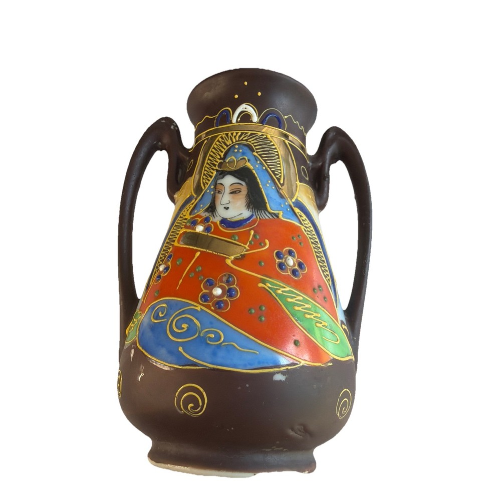 Japanese Satsuma Style Hand Painted Small Vase Made in Japan