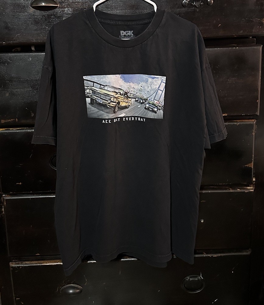 Mens Black DGK Cop Chase “All Day Everyday” Graphic Tshirt Sz  2XL