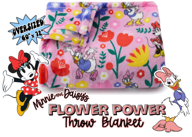 NEW Disney Minnie Mouse & Daisy Duck Flower Power Throw BLANKET Mickey 60