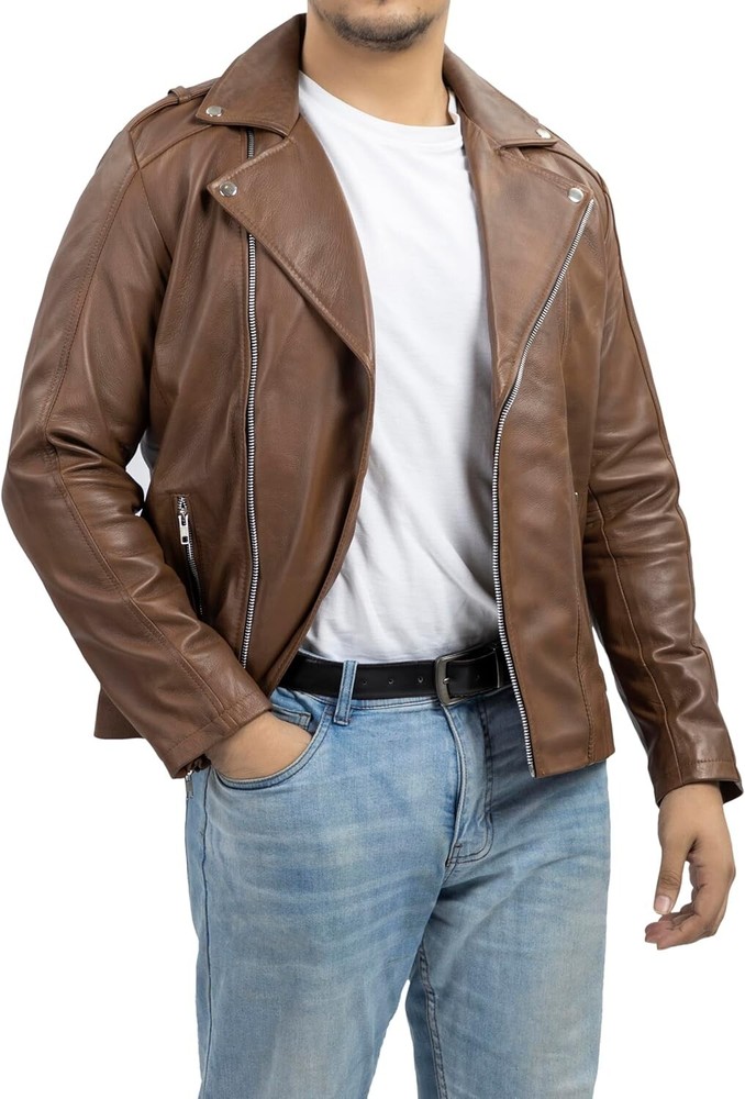 100% Lambskin Dark Tan Quilted Leather Jacket MBJ17a Travel Outwear