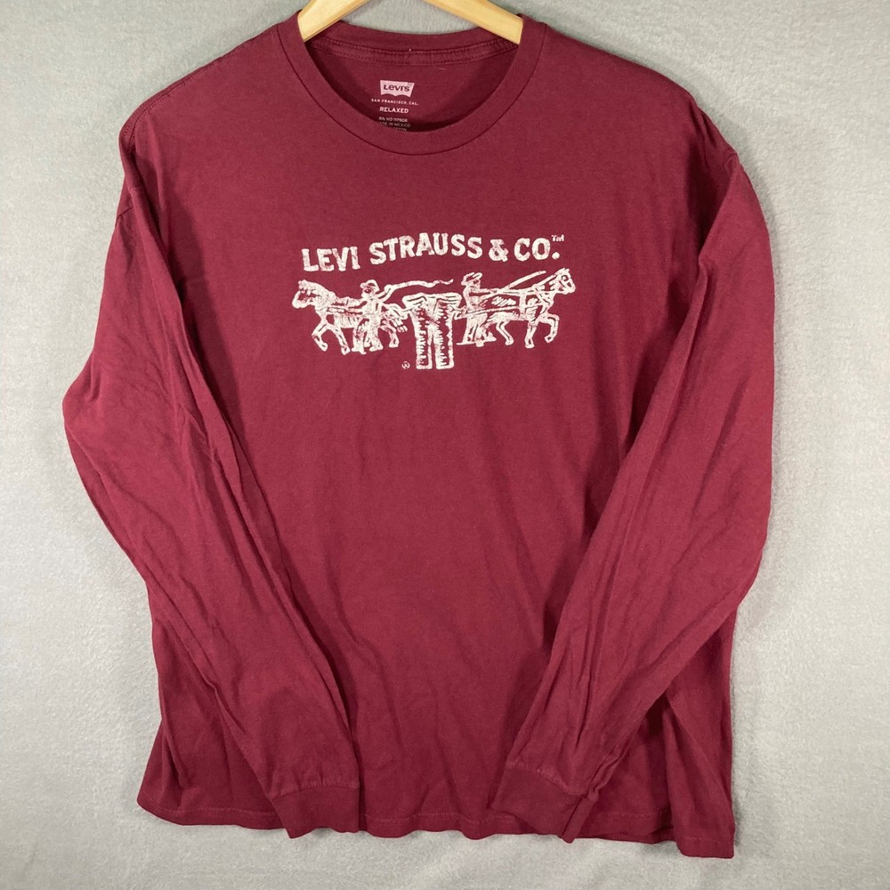 Levi Strauss & Co. Relaxed Fit XXL Long Sleeve Red Graphic Tee Shirt