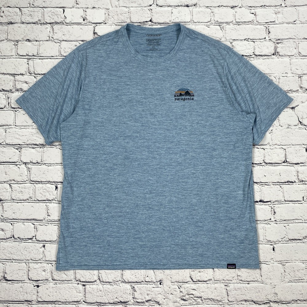 Patagonia T-Shirt Size XL Blue Capilene Cool Daily Mountain Logo Gorpcore Hiking