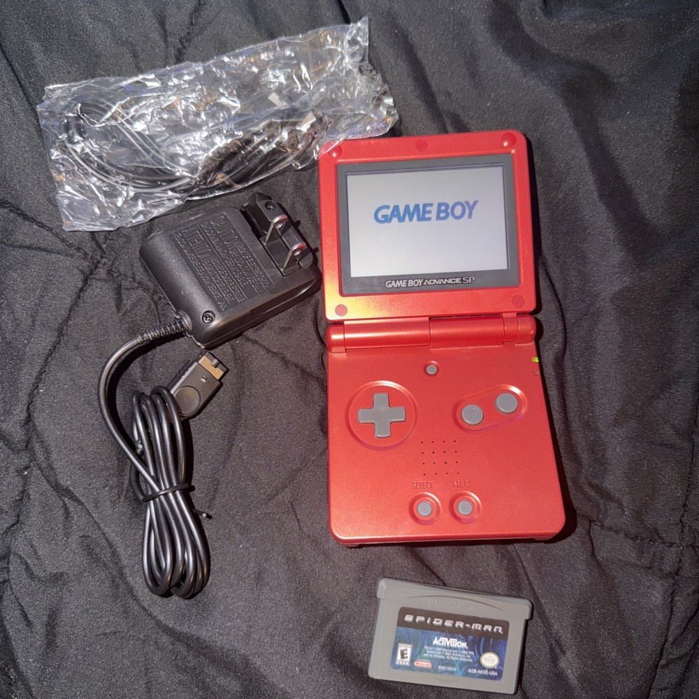 Nintendo Game Boy Advance SP Handheld System - Flame Red (Spider-Man Included)