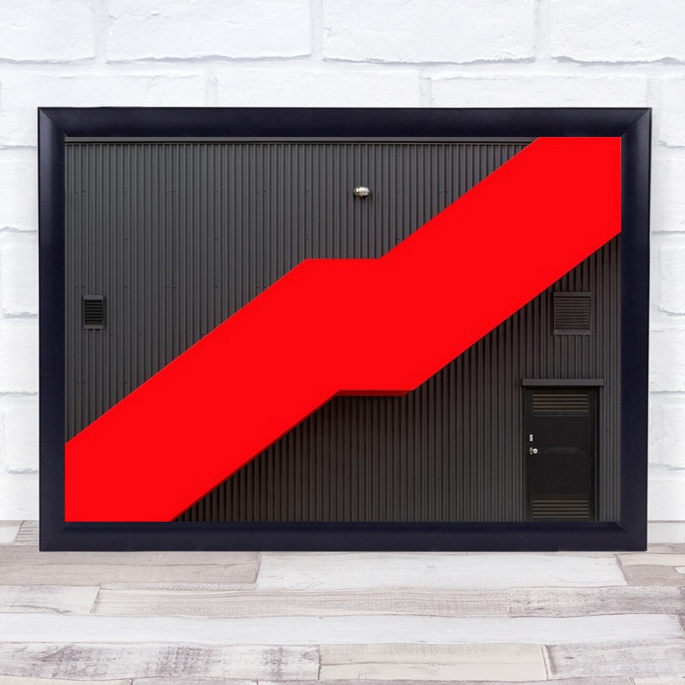 Red stairs Red Stairs Lines Abstract Diagonal Facade Door Corrugated Art Print