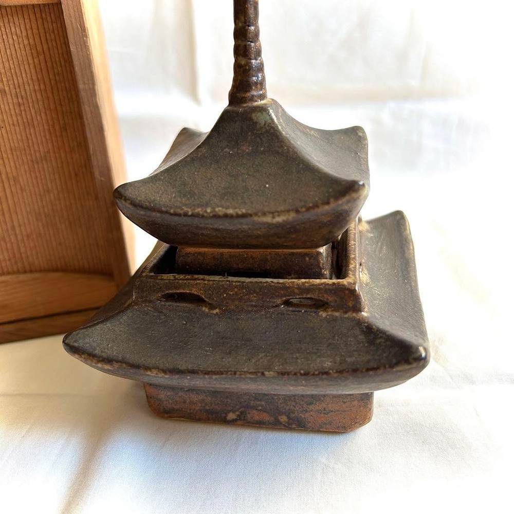 Japanese Ceramic Incense Burner Buddhist Pagoda Temple Censer 5.1 inch
