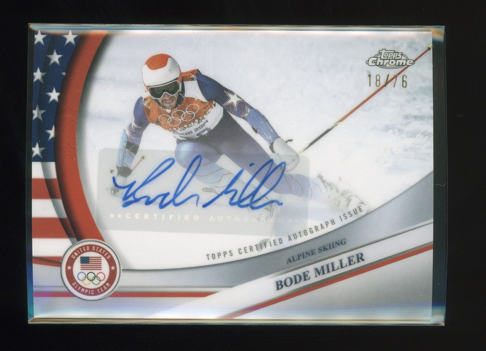 2026 Topps Chrome US Winter Olympics Bode Miller USA Flag Refractor Auto #/76