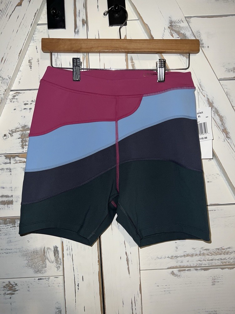 L Space x Tessa Brooks New heights colorblock wave Bike Shorts pink blue XL NWT